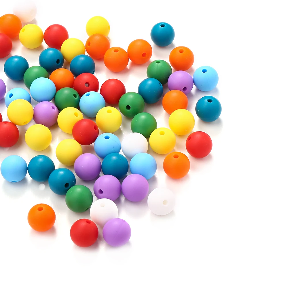 80 Uds. Cuentas de silicona de colores arcoíris, cuentas para mordedor de calidad alimentaria para bebés, Clips para chupete ecológicos, Beacelet de cadena - imagen 4