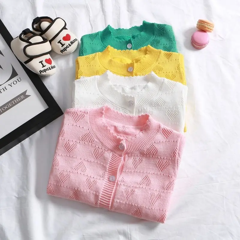 Azul cielo nuevo abrigo para niños suéter versión coreana Otoño Invierno prendas de punto para niñas moda dulce cárdigan grueso suéter - imagen 2