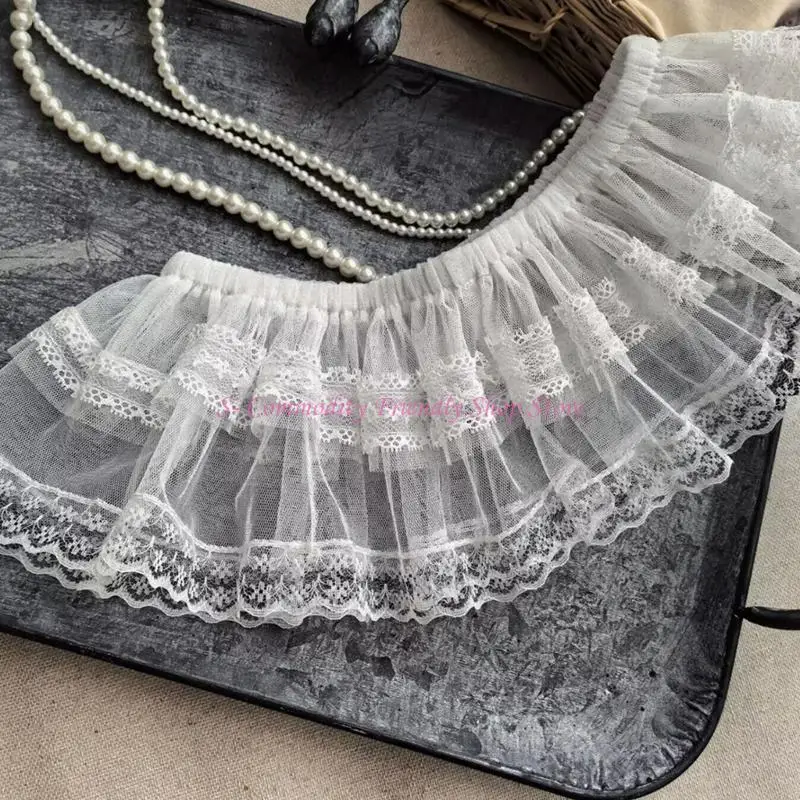 85ae Falda malla doble capas para niñas Cortina pedos decorativos encaje decorativo para ocasiones y - imagen 5