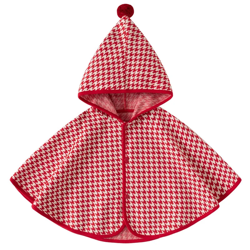 Ropa de otoño para bebés, ropa para niñas recién nacidas, moda coreana, chal rojo con capucha, chaqueta infantil, abrigos para niños pequeños, capa de Navidad B269