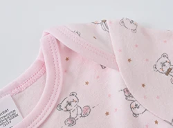 KAVKAS body bebé niña algodón manga larga estampado oso rosa