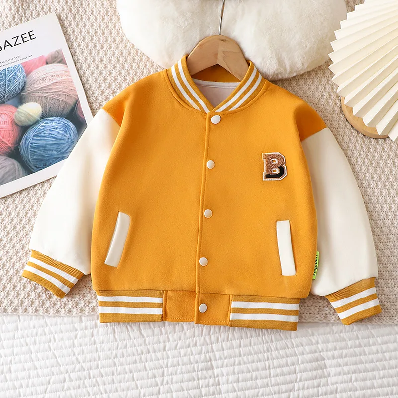 Ropa de béisbol para niños y niñas, chaqueta, ropa infantil de primavera, chaqueta de ocio gruesa, cárdigan de moda para niños, sudadera - imagen 4