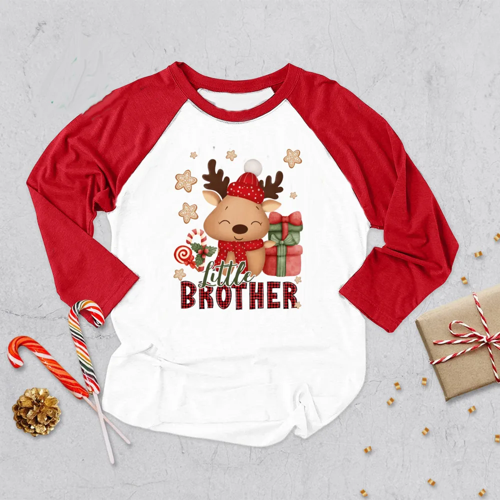 Camisa con estampado de ciervo para niños y niñas, ropa de manga larga para fiesta de Navidad, Tops para hermanos y vacaciones - imagen 4