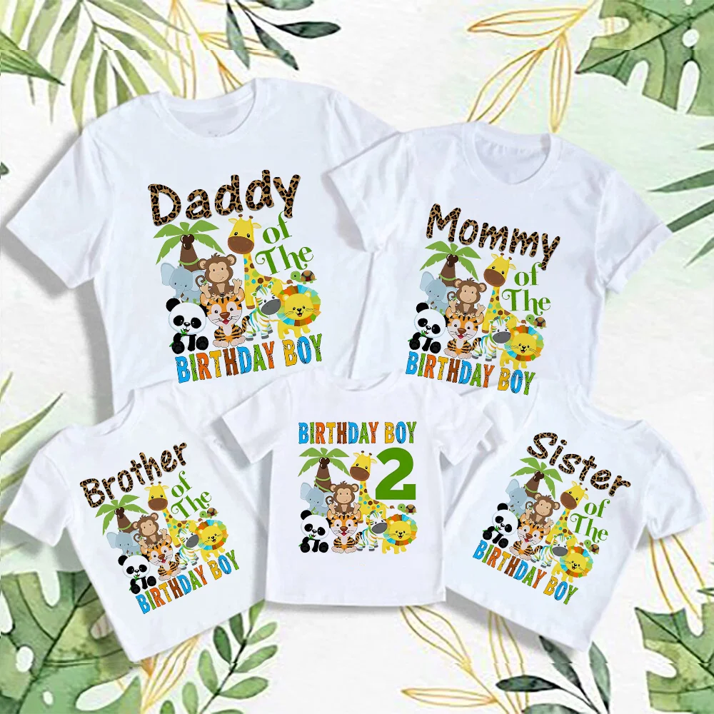 Ropa a juego para fiesta de cumpleaños de animales de Safari, camisa salvaje para dos niños, camiseta para papá, mamá, hermano, hermana, traje de cumpleaños para niños