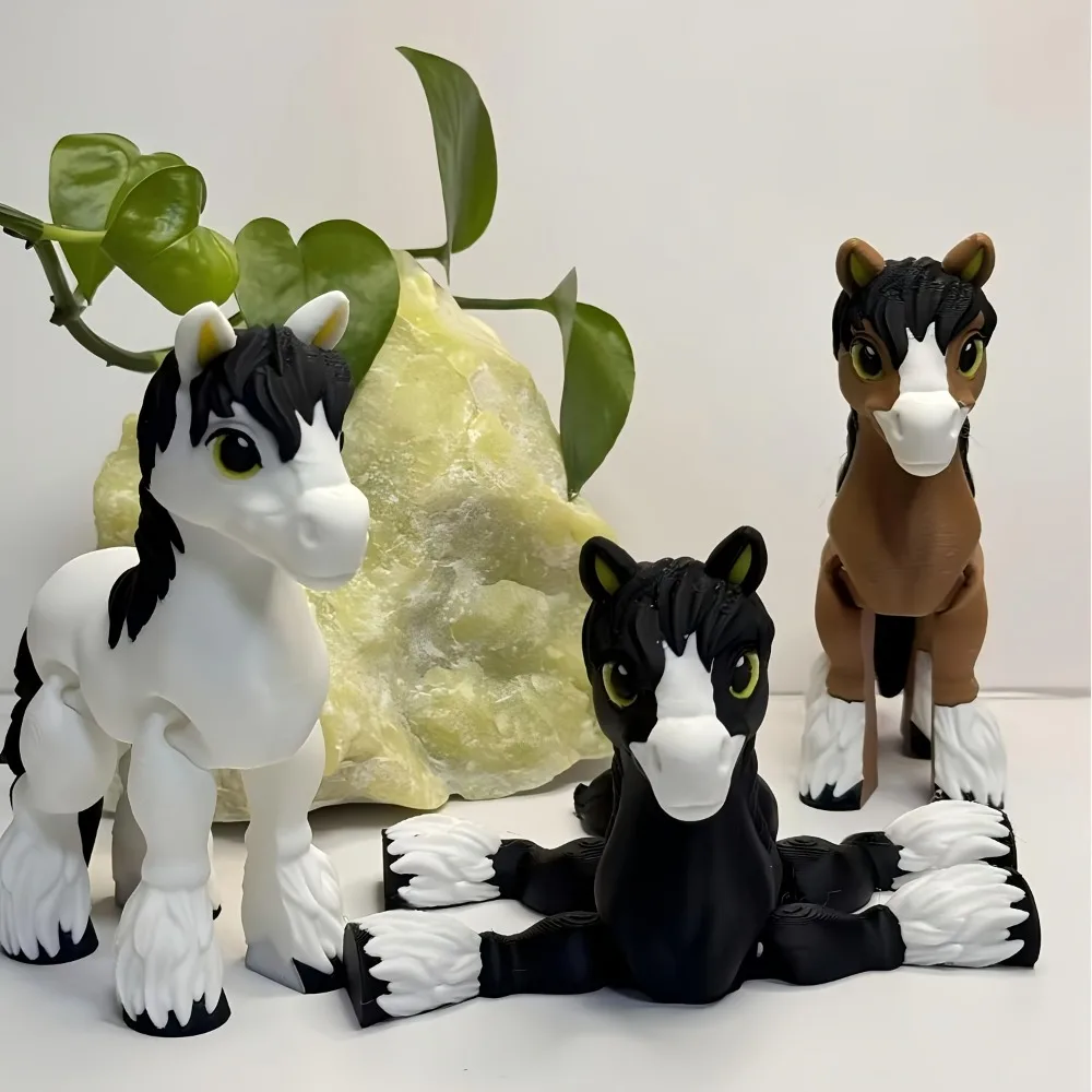 Modelo de poni de caballo impreso en 3D, estatua de juguete de animales flexibles, articulaciones móviles, decoración para el hogar y la Oficina, juguetes antiestrés, juguetes de animales para aliviar el estrés