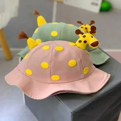Gorra de sol para bebé y niños con jirafa - estilo cubo de algodón