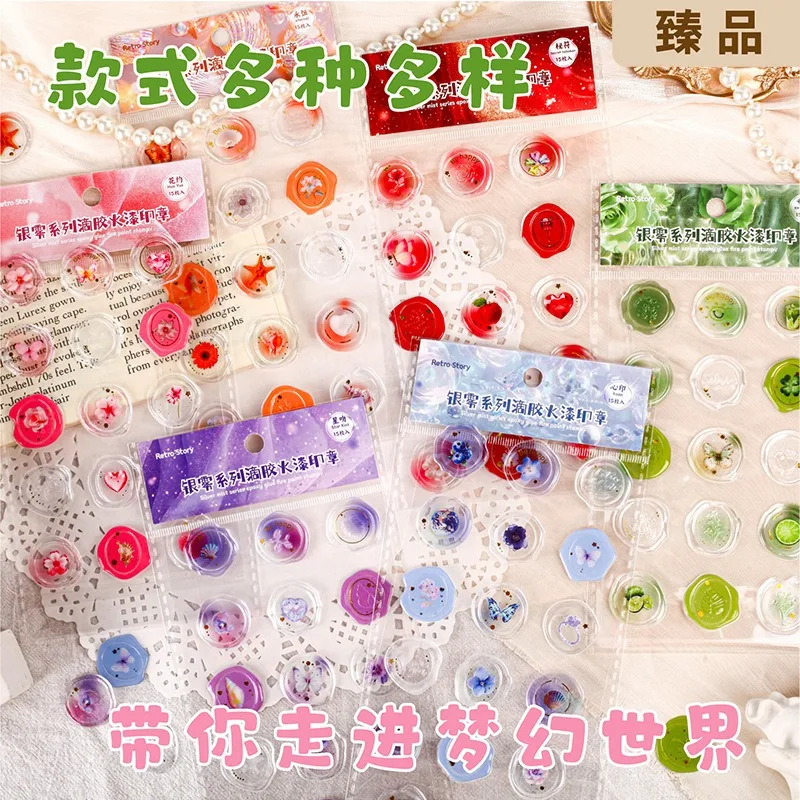 Pegatinas para niños redondas de resina retro manualidades