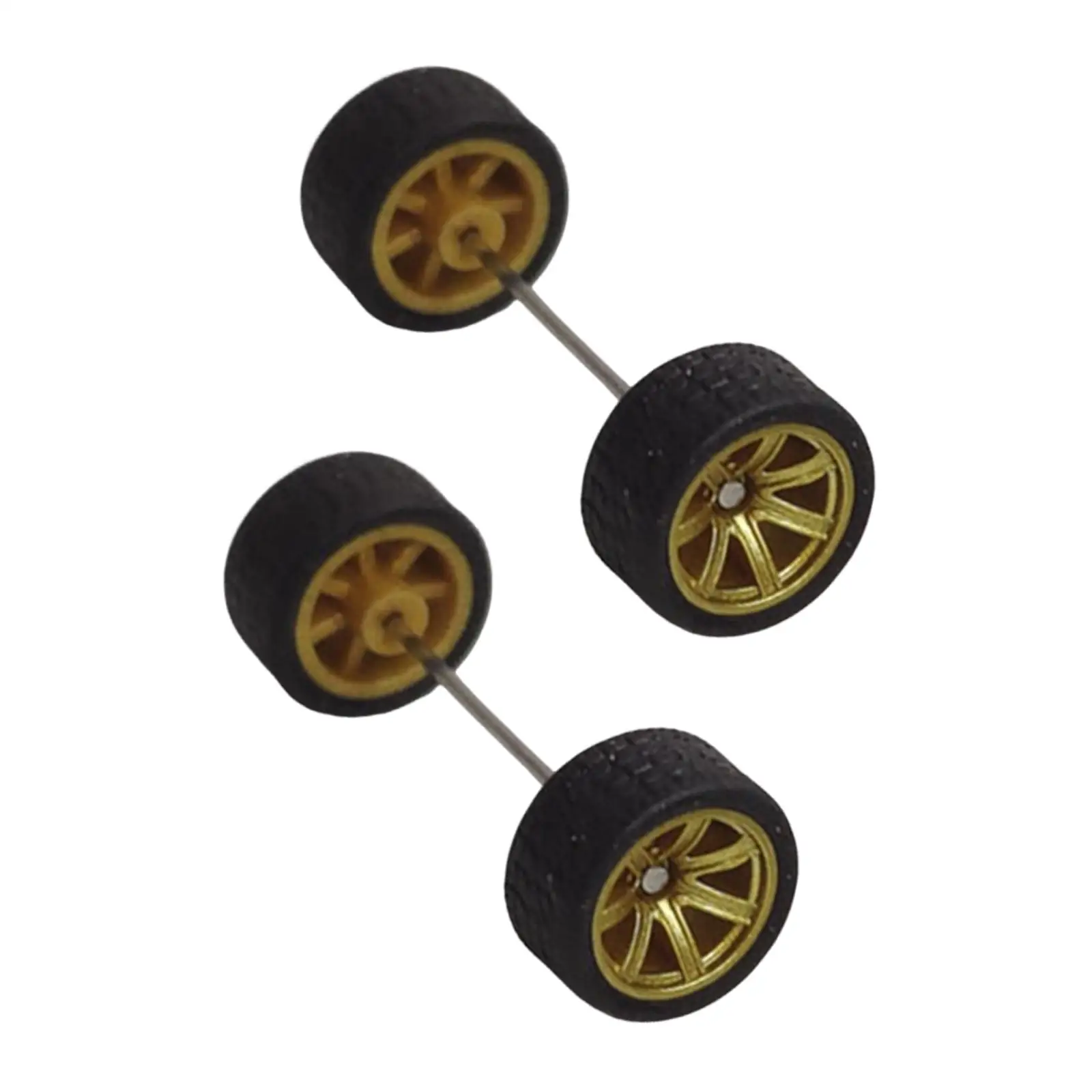 Pair of 1/64 Scale Wheel Rims with Mini Roll Shaft for Diecast Cars