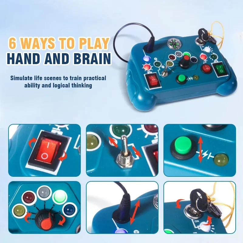 Juguete Montessori con luces LED y botones para juego infantil - imagen 5