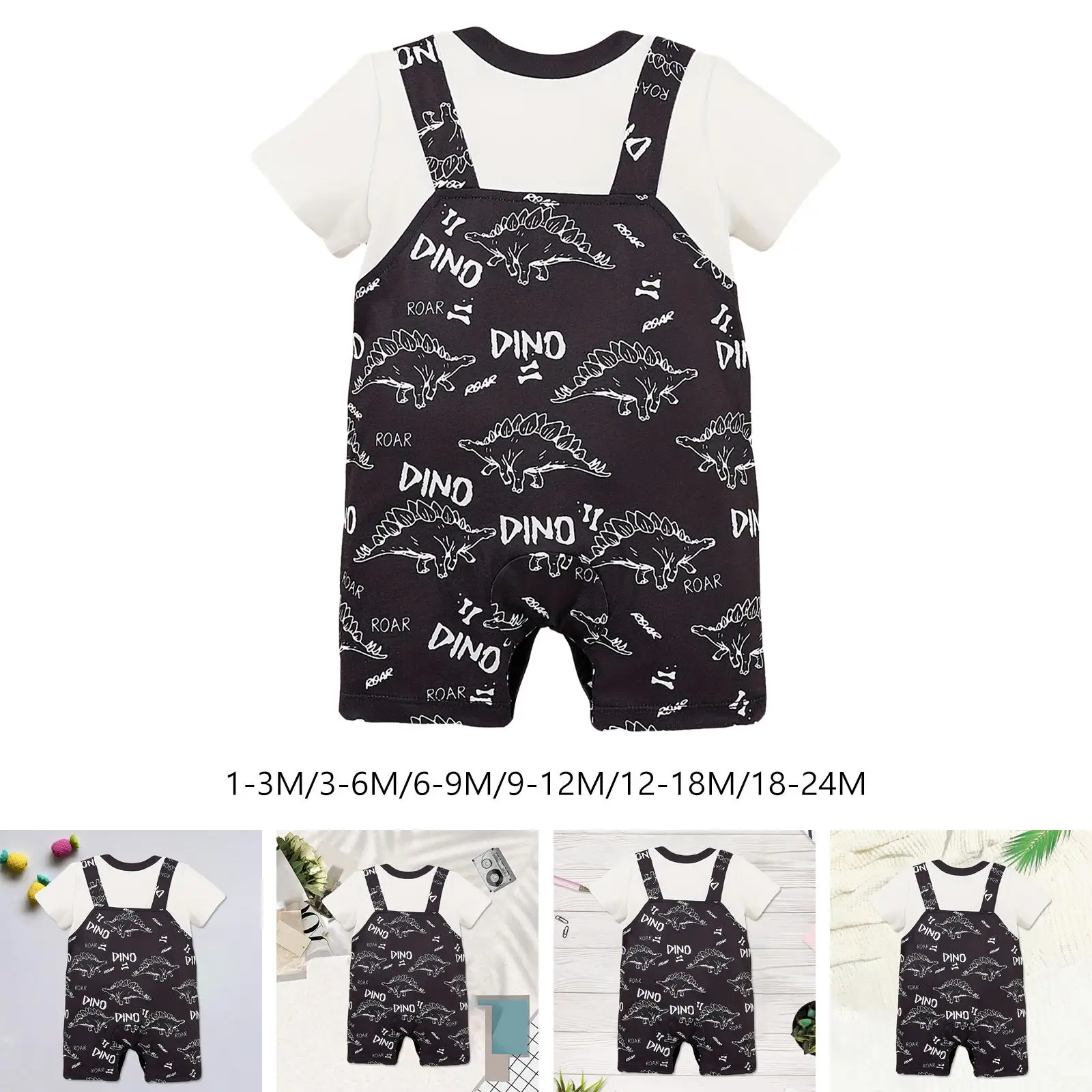 Baby Short Sleeve Rompers Breathable Summer Infant Coveralls Baby Bodysuit for Holiday Party Home Daily Wear Photography Props