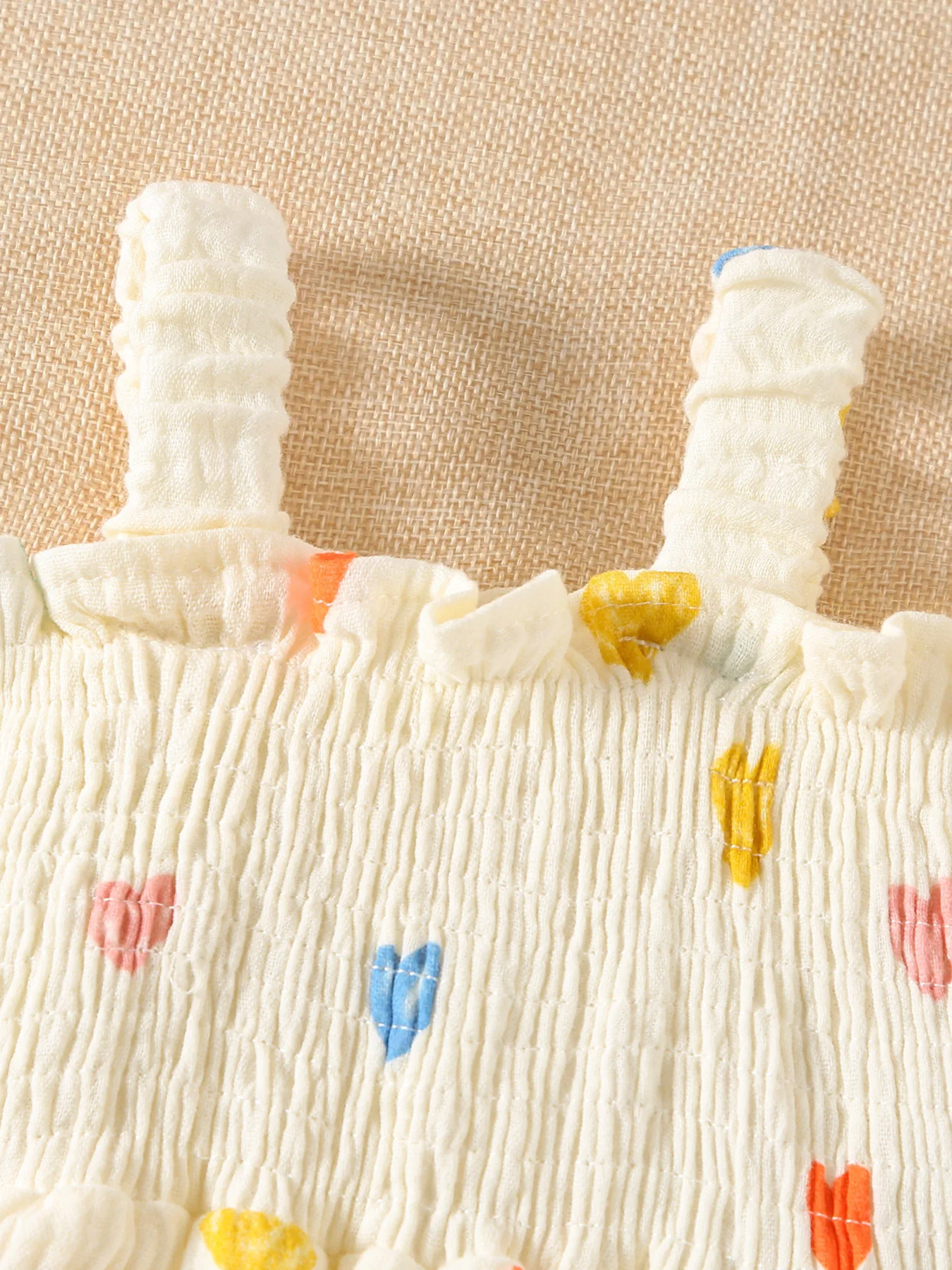 Ropa para niñas de 0 a 2 años, mono con estampado de corazón, camisola bonita, traje infantil de una pieza con volantes y diadema - imagen 4