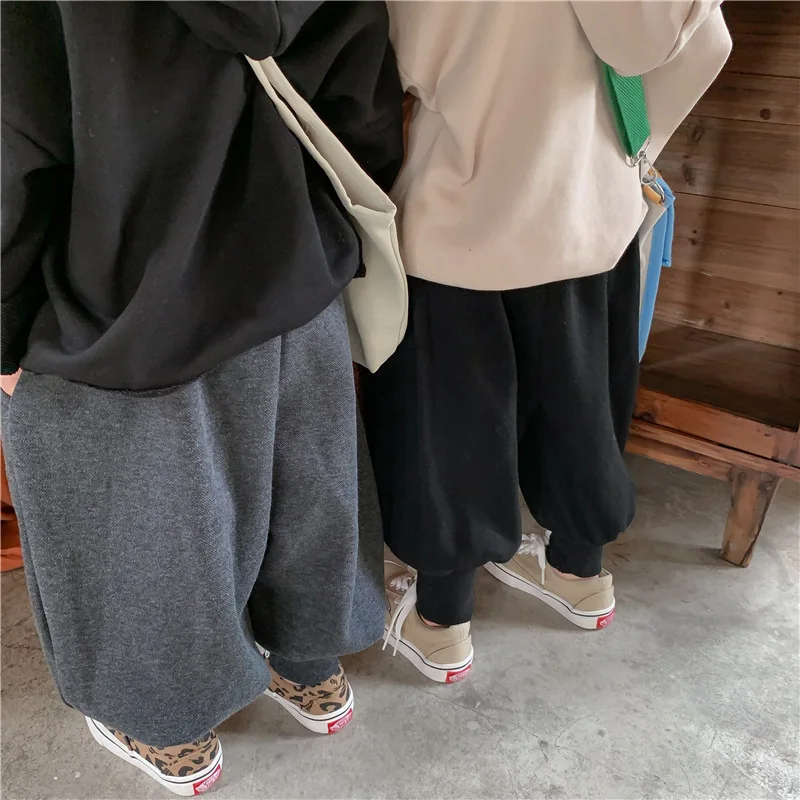 MILANCEL Pantalones deportivos para niños de 1 a 7 años, pantalones de chándal sueltos de Color sólido, pantalones tipo farol para niñas, pantalones casuales para niños, pantalones para correr - imagen 2