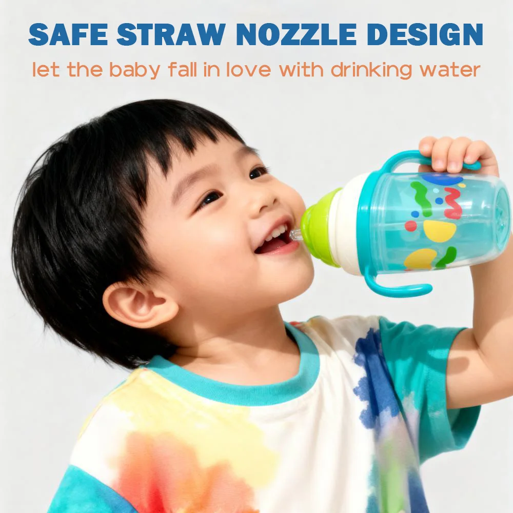 Taza para beber de aprendizaje para niños con aislamiento de doble capa de 230ML, bonita taza con pajita de pp, taza de agua para bebé de calibre ancho, regalo de cumpleaños - imagen 5