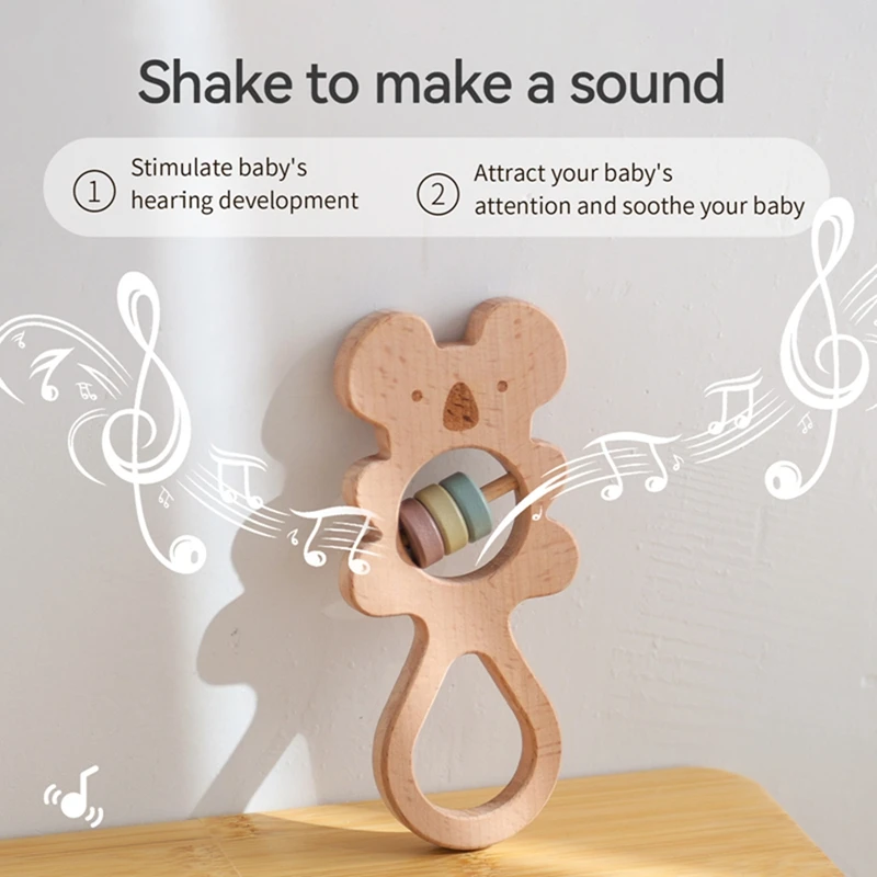 Sonajero de madera Koalal con campana manual educativo para bebé - imagen 2