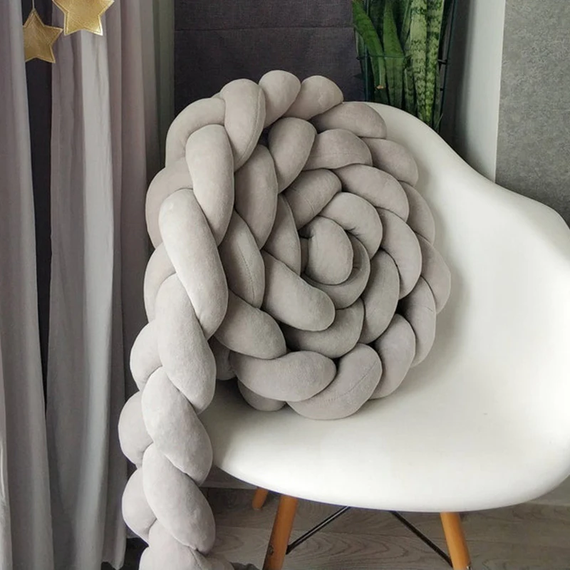 Parachoques para cama de bebé de 2M/3M, cuna trenzada de tres hebras anudada larga, cama anticolisión envolvente, Protector de circunferencia de parachoques para recién nacidos