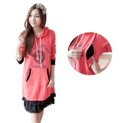 Ropa de maternidad sudaderas con capucha vestido térmico de manga larga vestido de lactancia de invierno cargando ropa de lactancia vestidos de lactancia