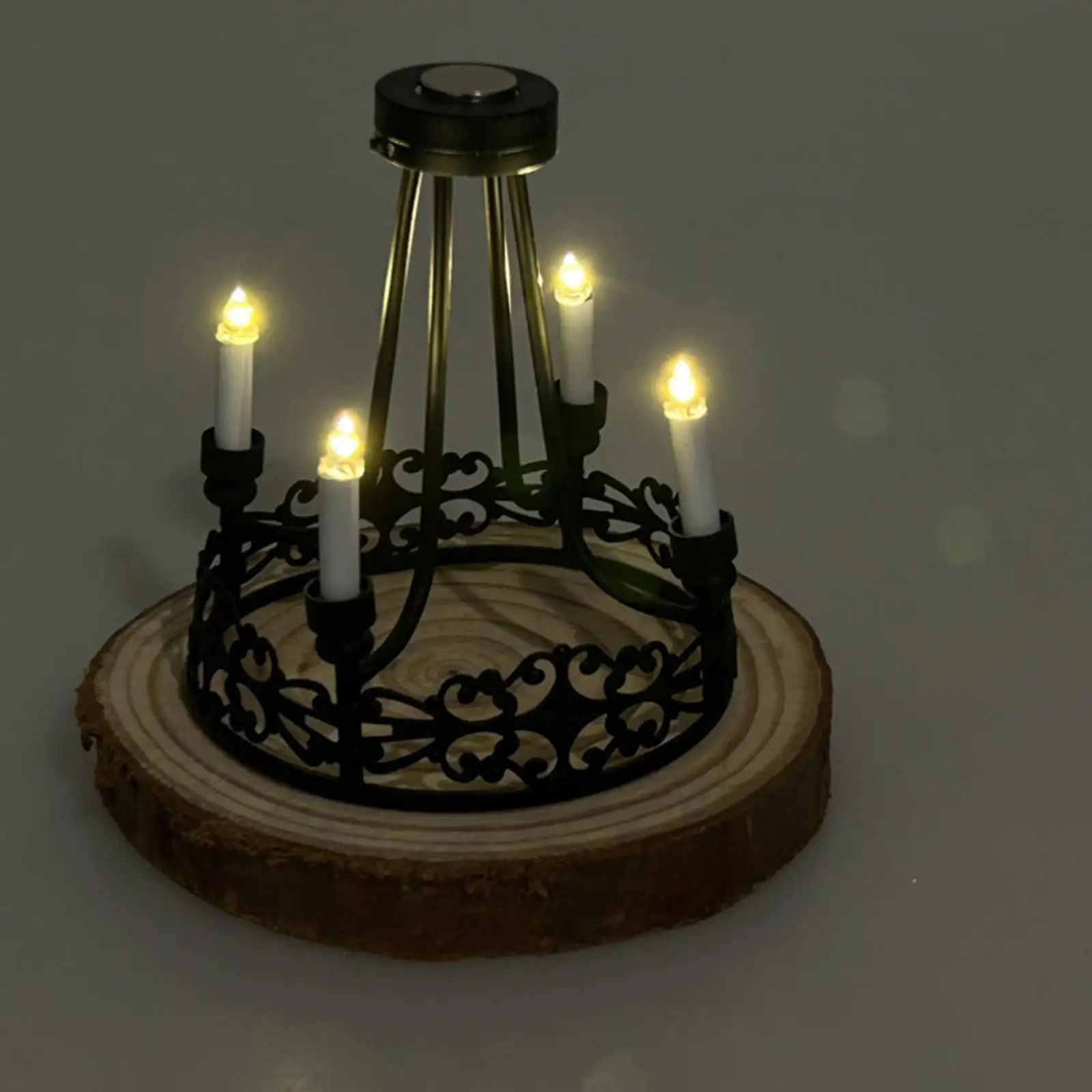 1/12 Scale Miniature Chandelier Scenery Supplies Ceiling Lighting Micro Landscape for Bedroom Dining Room Kitchen Living Room