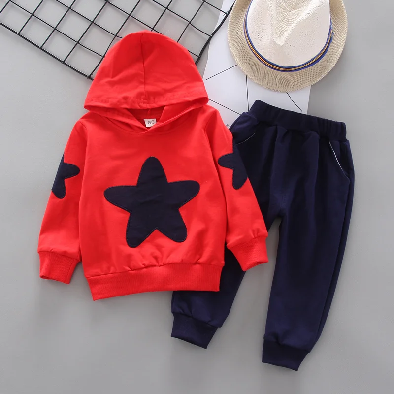 Nueva ropa de otoño para recién nacidos, ropa para niñas, niños, chaqueta con capucha, pantalones, 2 unids/set, ropa deportiva infantil, chándales para niños - imagen 2