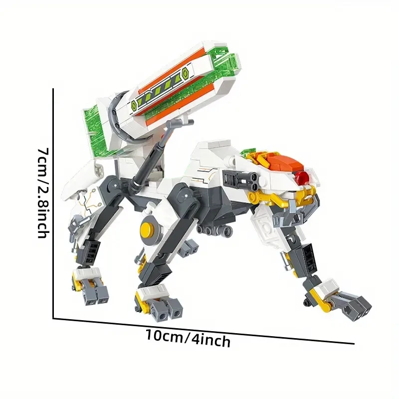 Dinosaurio Mecha bloques de construcción dinosaurio azul blanco Hound Mecha montaje ladrillos modelo decoración de escritorio niños regalo de vacaciones - imagen 5