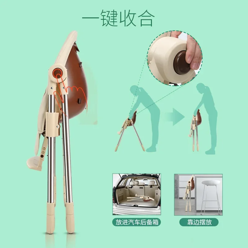 Silla de comedor portátil plegable multifuncional para bebé, silla para comer, suministros para madre y bebé, silla de comedor para niños - imagen 3