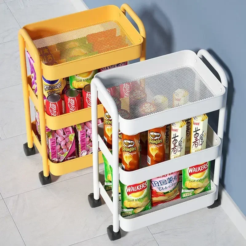 Carro pequeño, estante de almacenamiento de piso a piso, cocina de varios niveles, baño, estante de almacenamiento con ruedas móvil, carrito de aperitivos para bebé - imagen 5