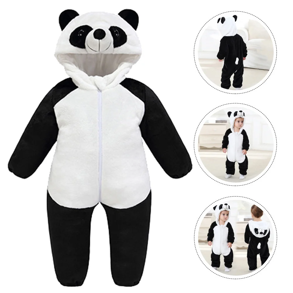 1 Uds pelele mono franela cómodo cálido de una pieza protectora foto de dibujos animados Prop Layette pelele en forma de Panda - imagen 5