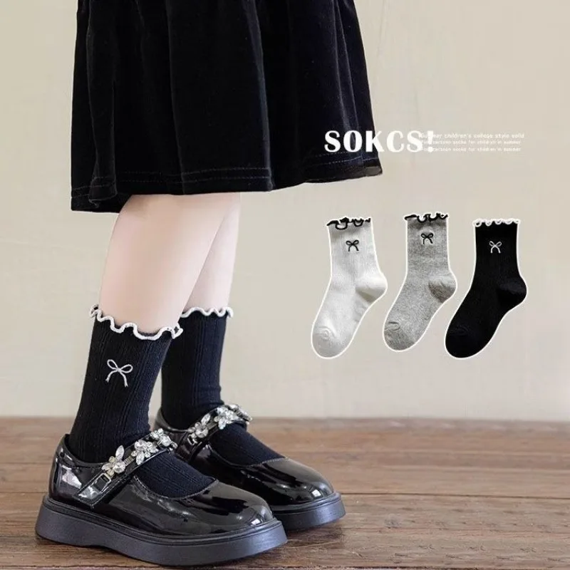 Calcetines para niñas estilo coreano de algodón con volantes y encaje - imagen 3