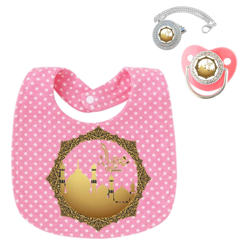 Baberos para bebé, Baberos con estampado musulmán para bebé, chupetes para recién nacidos, regalos para baby shower, ropa para eructar para niños y niñas, Baberos para bebé de 0 a 6M - imagen 4