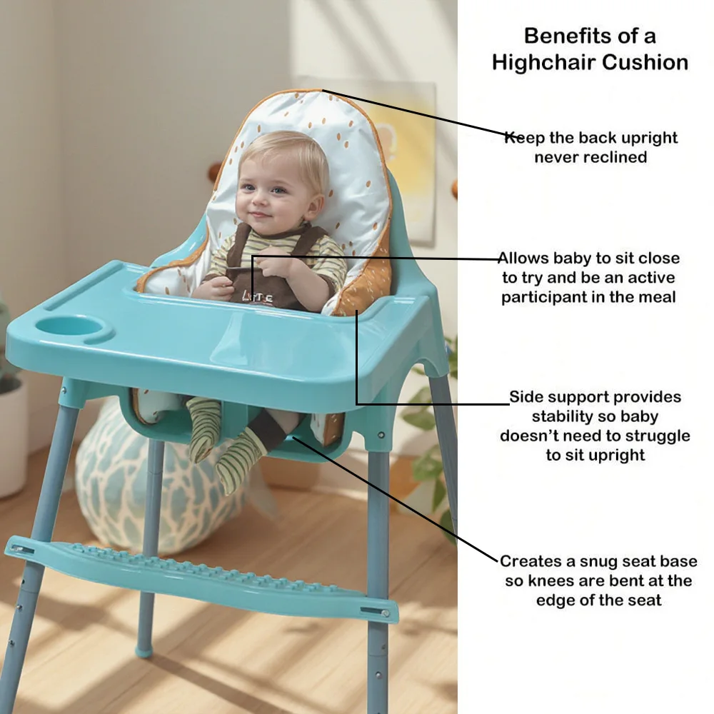 1 funda de cojín inflable para trona con diseño incorporado para bebé, comodidad sentada mejorada, Compatible con la mayoría de los modelos - imagen 5