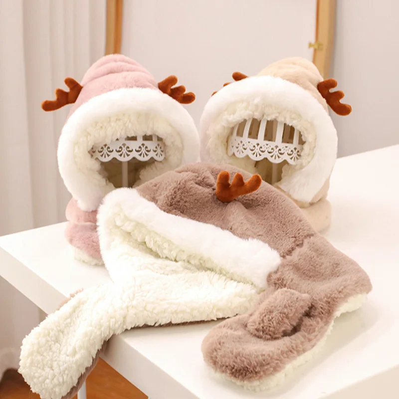Gorro bebé forro polar con bufanda y orejas suaves de invierno - imagen 3