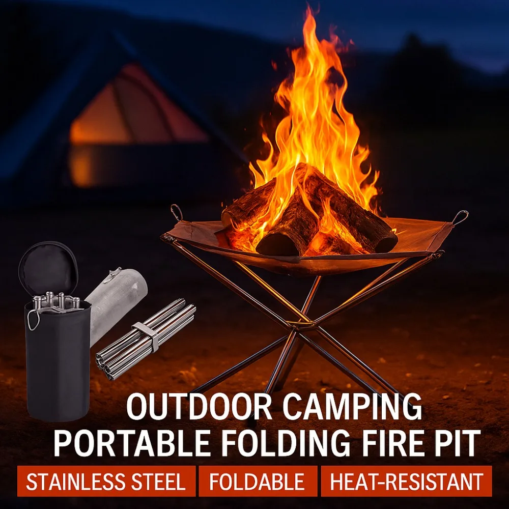 304 de malla plegable de acero inoxidable, fogata, barbacoa, hoguera, juego de estufa de cocina, equipo al aire libre, fogón de Camping