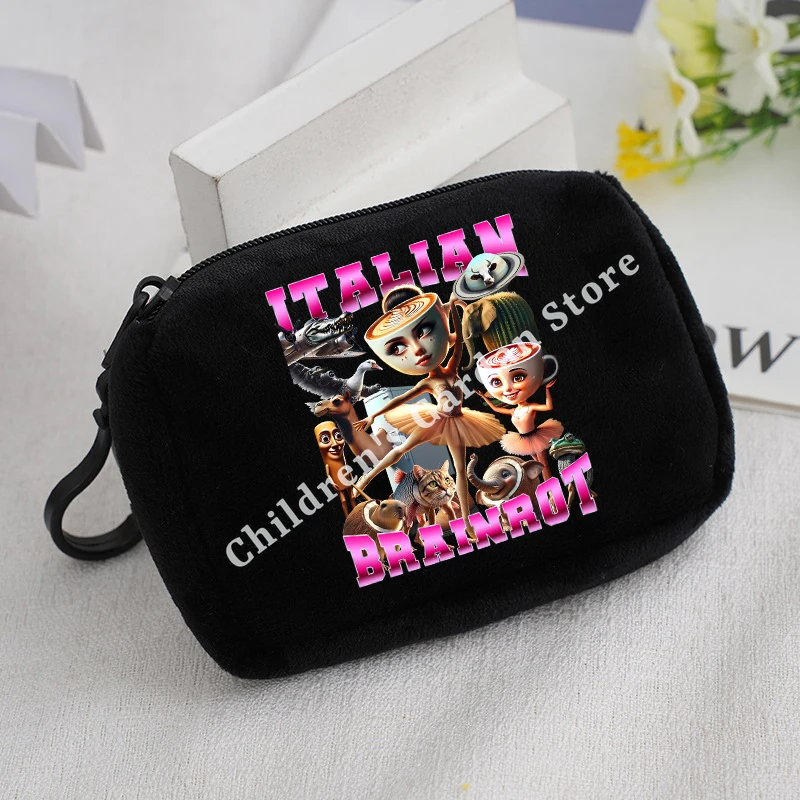 Monedero de felpa italiano Brainrot para niños, billetera portátil Tung Tung Sahur Telala, bolsa de almacenamiento de tiburón divertida, regalos para niños - imagen 5