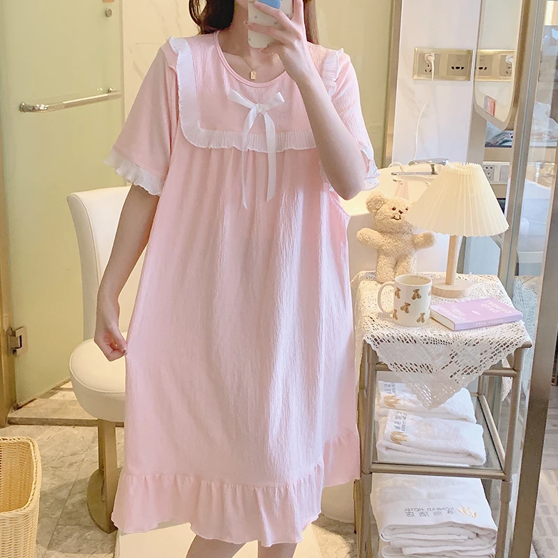 Camisón de lactancia algodón verano – Suelto y dulce para embarazadas - imagen 4