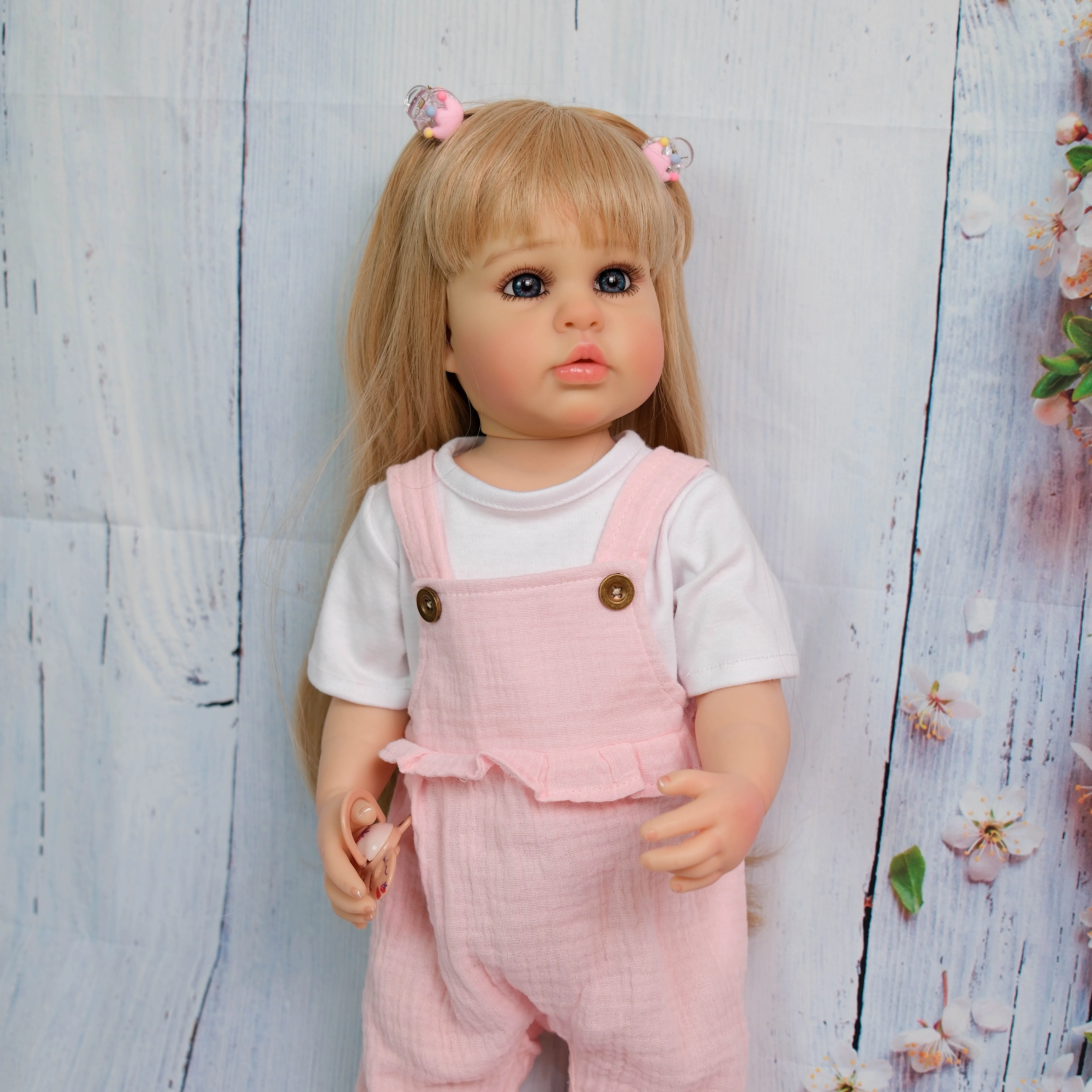 NPK 22 ''hecho a mano de cuerpo completo vinilo Reborn niño princesa Ellie con patas de pie pintura a mano muñeca de arte realista coleccionable - imagen 3