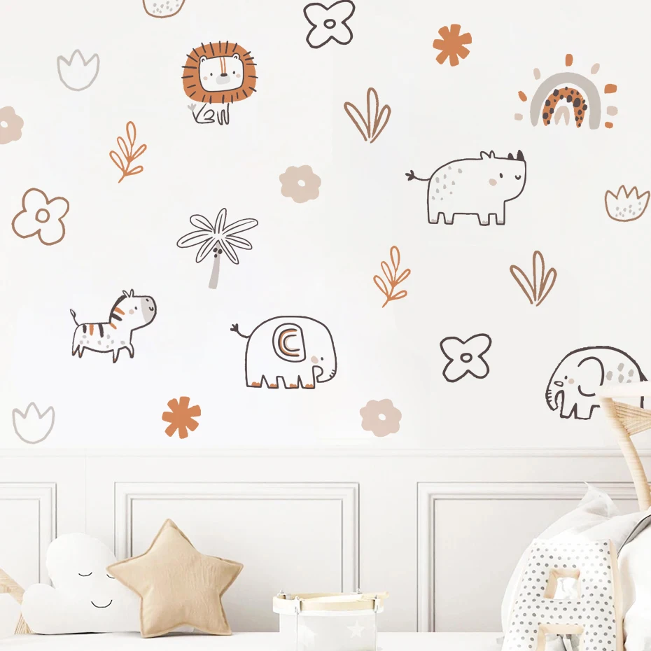 Pegatinas de pared boho acuarela animales para habitación infantil - imagen 4