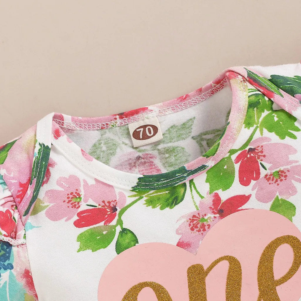 Vestido de princesa para niñas recién nacidas de 0 a 2 años, Pelele de manga corta + falda de hilo de Red + diadema Floral, traje de verano de 3 piezas - imagen 3