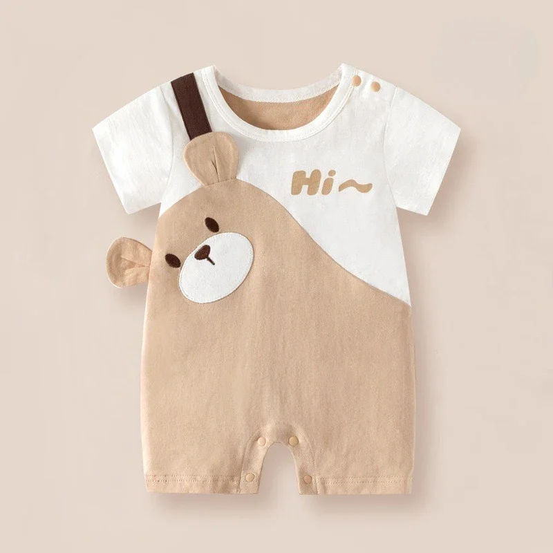 Somenie, mono de verano para bebé recién nacido, mono de algodón para niños y niñas, mono de manga corta con bonitos dibujos, mono suave y transpirable para recién nacido