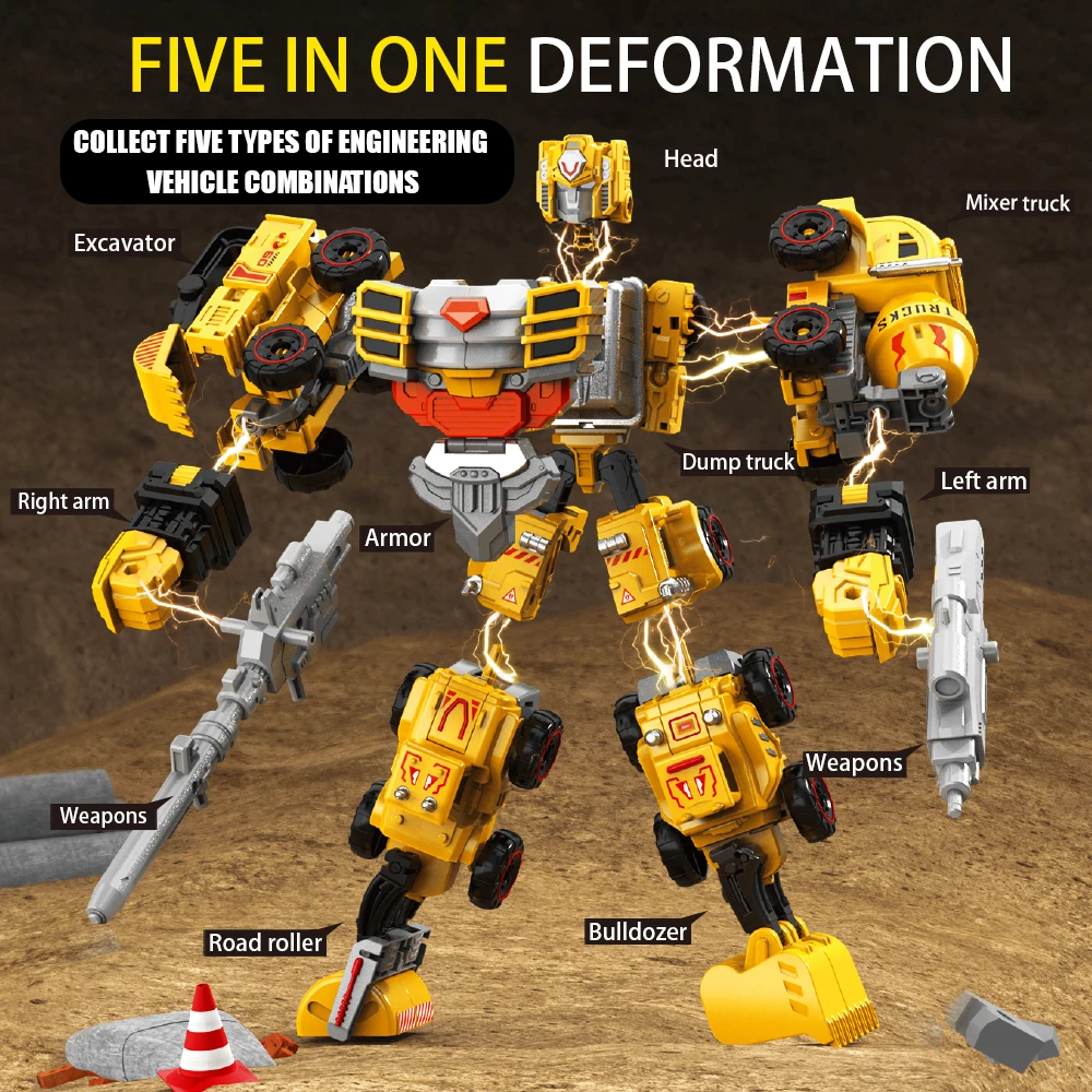 Robot transformable vehículos de construcción para niños – Desmontable - imagen 4