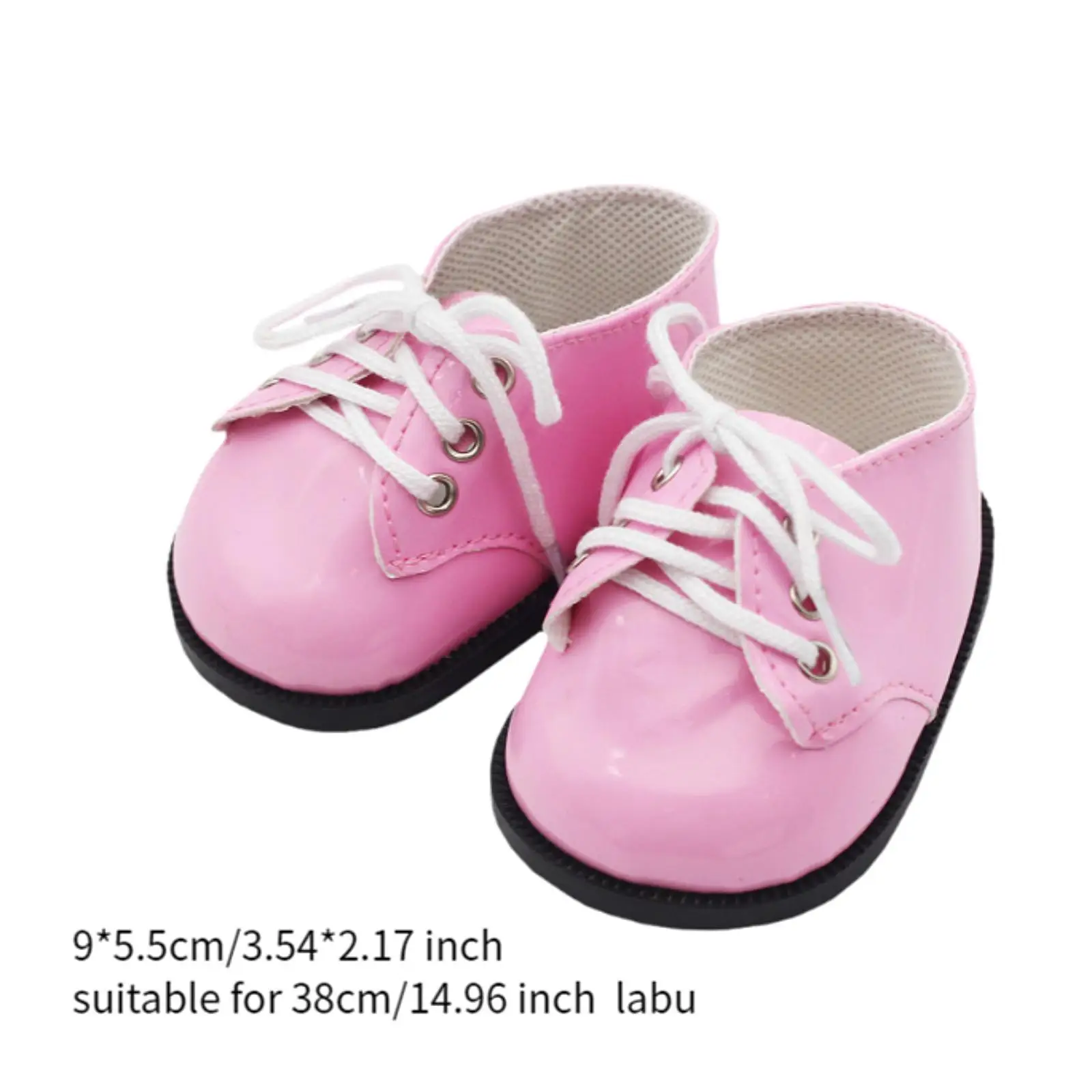 Plush Doll PU Leather Shoes Flats Shoes Fashion DIY Clothing Costumes Educational Lace up Shoes Casual Shoes for 14.96'' Doll