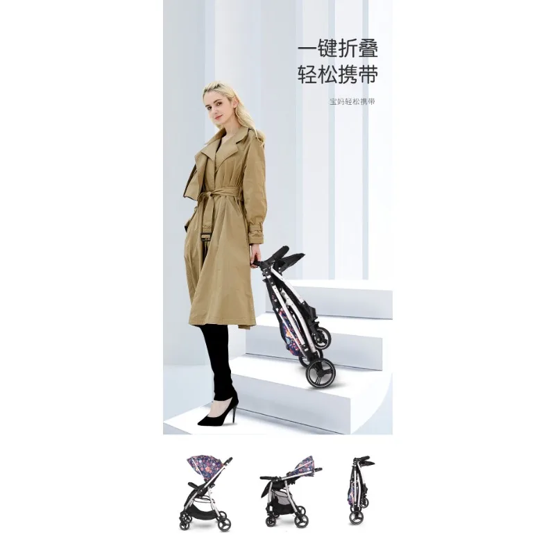 Cochecito elevable, cochecito plegable ligero, cochecito de empuje bidireccional portátil - imagen 4