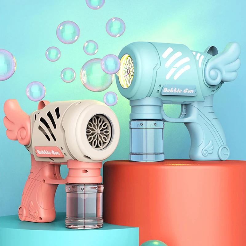 Máquina de burbujas de jabón para niños, juego al aire libre de 10 agujeros, pistola de burbujas automática con juguete ligero, regalos de cumpleaños para niños y niñas - imagen 5