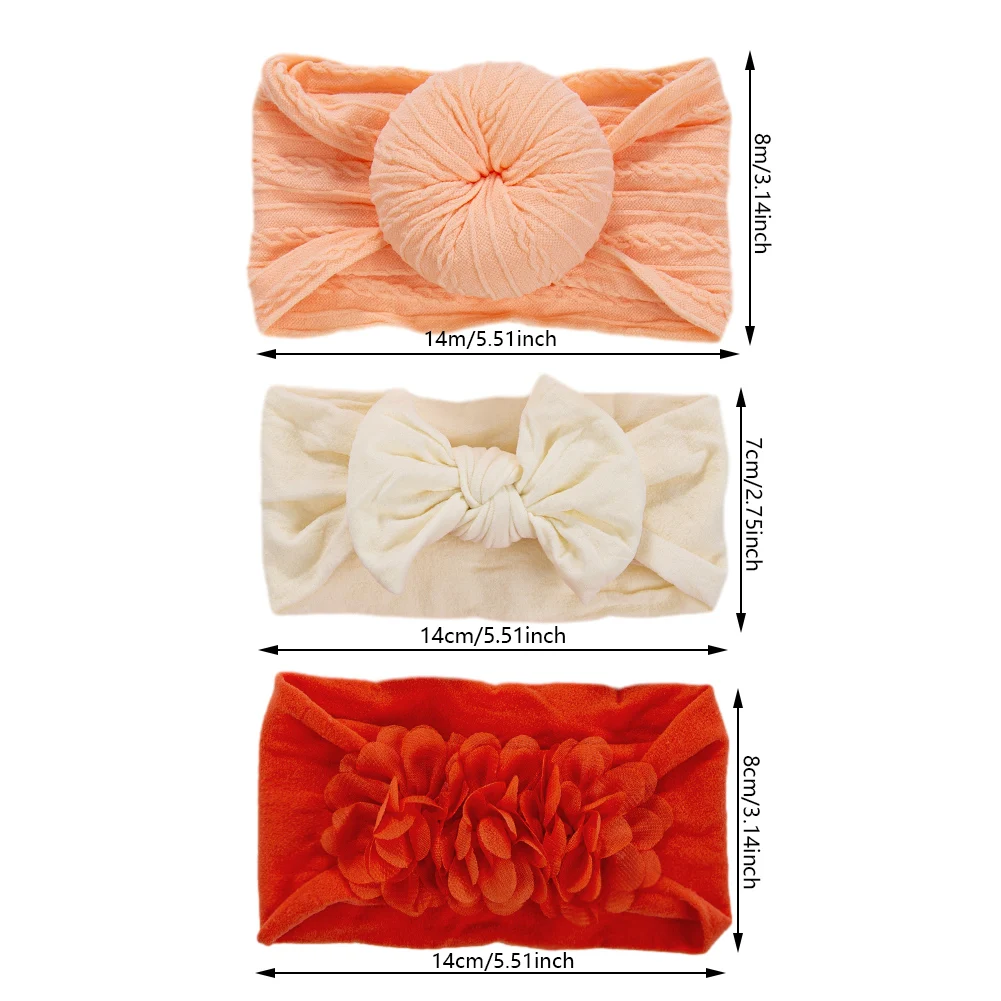 3 unids/set lindo Donut bebé turbante diademas gasa flor Hairbows Nylon Ealstic bandas para el cabello niñas recién nacidas diademas - imagen 4