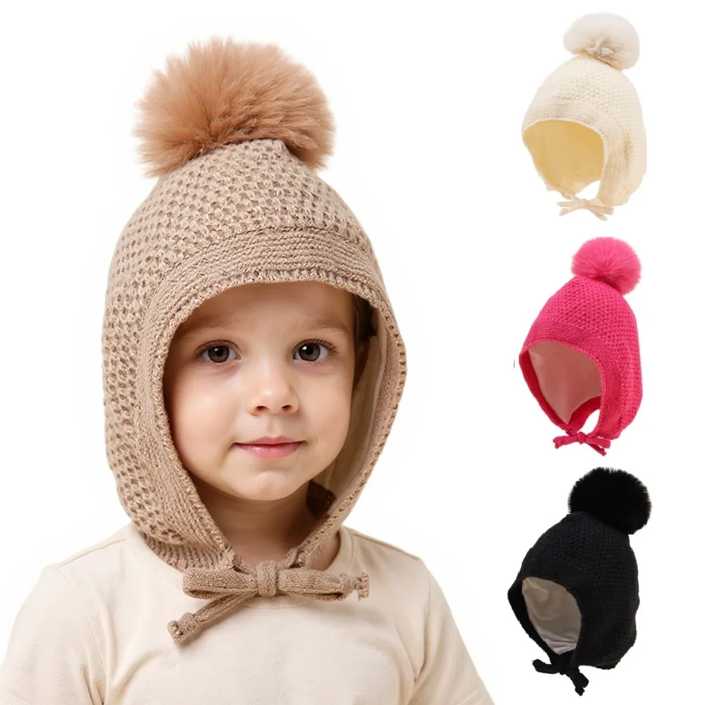 Gorro de punto bebé con orejeras y pompón – Cálido y suave - imagen 5