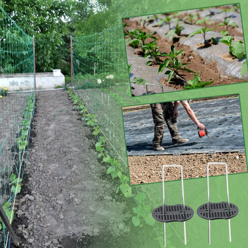 Estacas de jardín en U de metal resistentes con arandelas - imagen 5