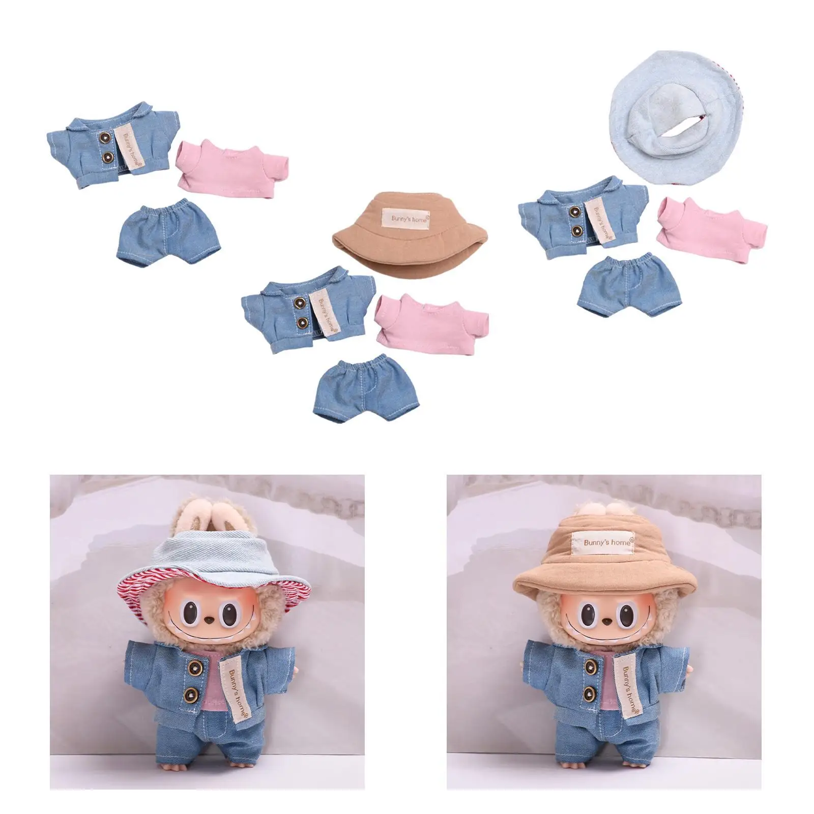 Doll Denim Suit DIY Doll Clothes for 17cm Pendant Doll Dress Up Fashionable Doll