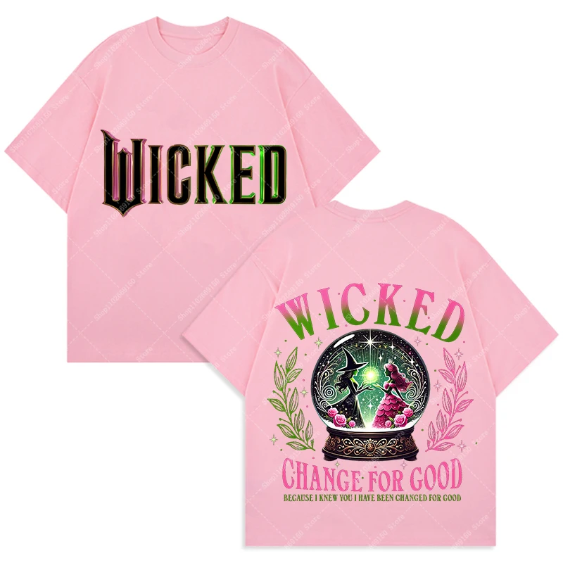 Camiseta de algodón de película Wickeds para mujer, camisetas de manga corta para adultos, camiseta bonita de dibujos animados para niña, ropa informal de verano, camiseta de Anime, regalos 2026 - imagen 5