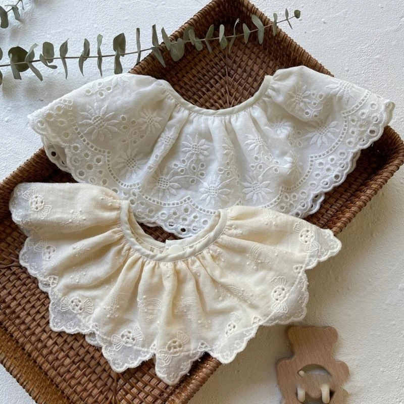 M76C Baberos encaje para bebé, Baberos para bebés pequeños, Baberos algodón para bebés, bufanda para babas, Baberos para a - imagen 2