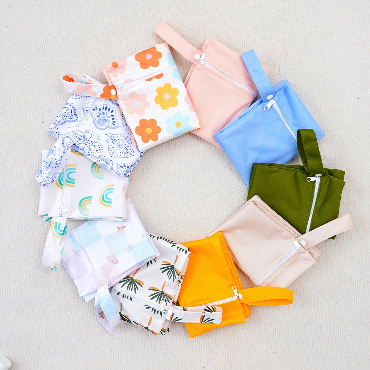 2 unids/set 26*36cm bolsas secas y húmedas impermeables para viajes playa piscina traje de baño bolsa de almacenamiento de pañales portátil reutilizable para bebé - imagen 2