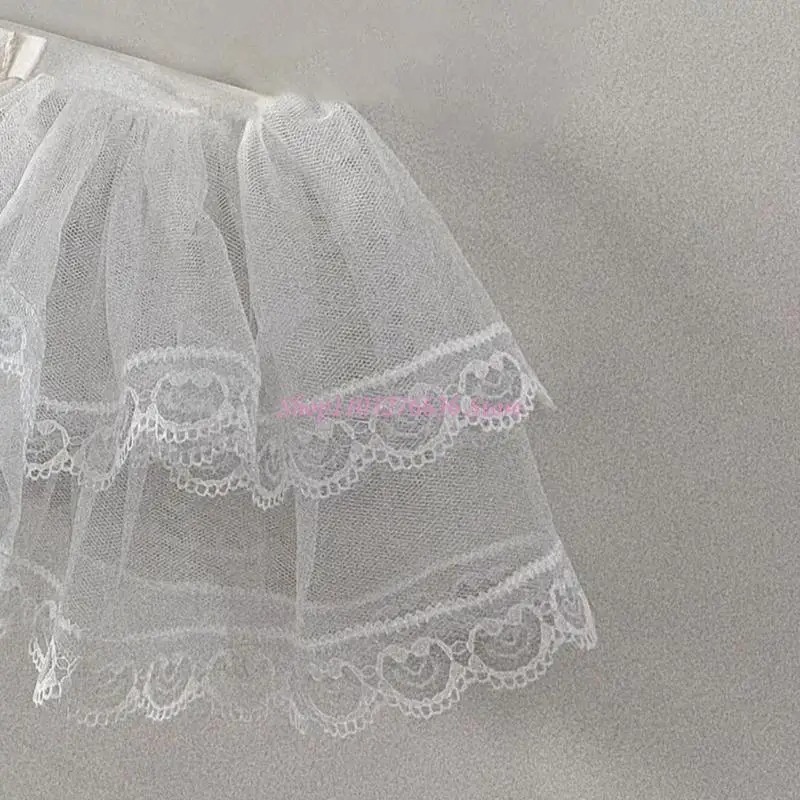 R6FD Baby Fart Curtain 2025 Spring Lace Falda corta Color sólido delantal 2 capas - imagen 3