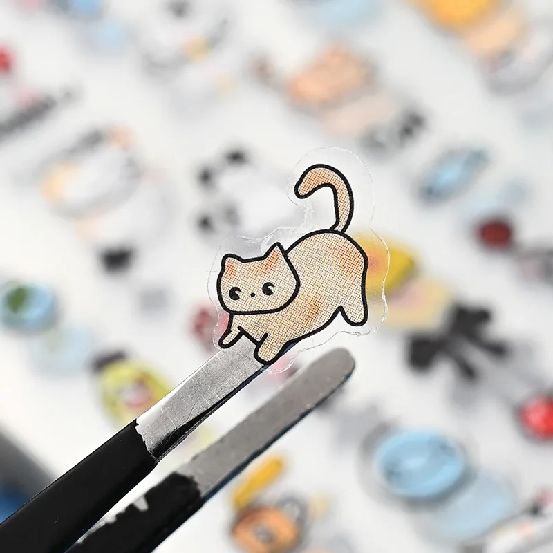 Pegatinas 3D de perros y gatos con relieve UV impresas